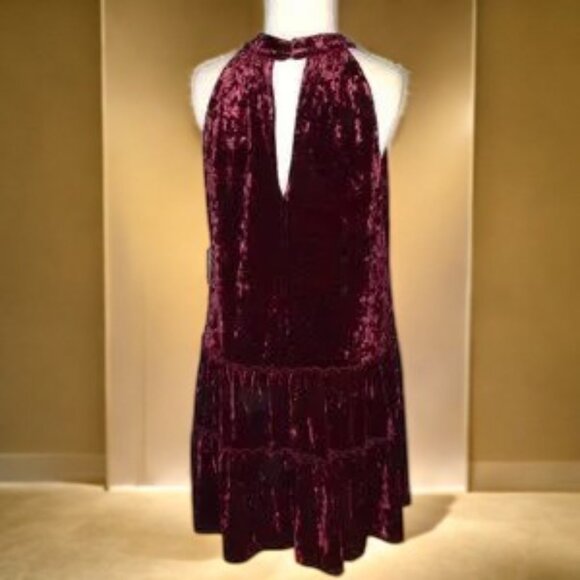 NWT Laundry by Shelli Segal Los Angeles Crushed Velvet Dress Deep Garnet Red - Picture 4 of 4